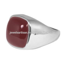 Preciosa piedra preciosa de ónix rojo con plata 925 Solitario Plain Design Men anillo de regalo de aniversario de joyería